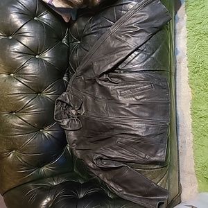 Tiboa Leathers Real Soft Black Leather Zipper Jacket Biker Style Size M